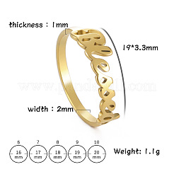 女性のための祝福の言葉ステンレススチール指輪  ゴールドカラー  内径：17mm&nbsp;WG5CA7C-04