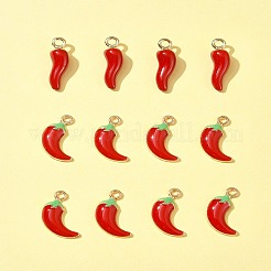 12個2スタイルアロイエナメルペンダント  ペッパーチャーム:  レッド  17.5~21x6~11x3~6mm  穴：1.6~2mm&nbsp;FIND-FS0002-62