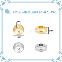 100Pcs 2 Colors 304 Stainless Steel Smooth Rondelle Beads&nbsp;STAS-UN0057-09