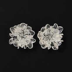 クリア樹脂カボション  携帯電話の装飾とボビーピンのアクセサリーのDIY  花  透明  25x22.5x9.5mm&nbsp;LS-RESI-G027-01A