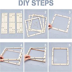 バスウッド組み立て製紙フレーム  ガーゼで  正方形  パパイヤホイップ  200x200mm&nbsp;DIY-WH0001-74