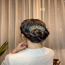 1Pc Flower Alloy Rhinestone Hair Combs&nbsp;OHAR-LP0004-23