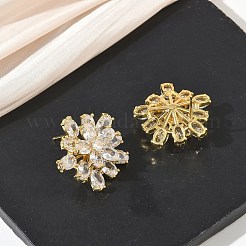Double Layer Flower Brass & Clear Marquise Cut Cubic Zirconia Stud Earrings&nbsp;KK-CBA36A2-05G