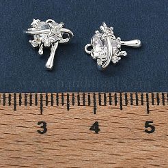 真鍮マイクロパヴェクリアキュービックジルコニアチャーム  ハートチャーム  銀  11x10x6mm  穴：1mm&nbsp;CU-CBAB0CF-21S