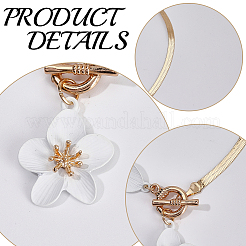 Alloy & Plastic White Flower Charm Anklets for Women&nbsp;AJEW-WH20080-95A