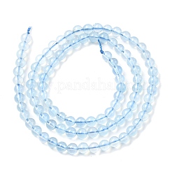天然石アクアマリンビーズ連売り  ラウンド  グレードA  4.5mm  穴：0.6mm  約89~105個/連  15.20~15.35''（38.6~39センチメートル）&nbsp;G-G344-A07-4mm