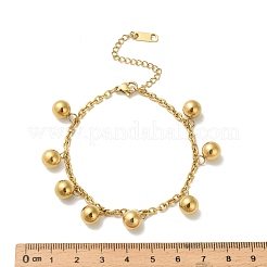 304ステンレススチールチャームブレスレット  女性用アズキチェーンブレスレット  ラウンド  ゴールドカラー  7インチ（17.9cm）&nbsp;BJEW-C110-04G
