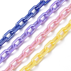 アクリル不透明アズキチェーン  ABカラー  オーバル  ミックスカラー  13x8x2mm  19.68インチ（50cm）/連&nbsp;PACR-N009-002
