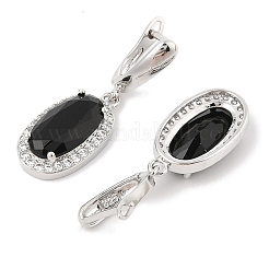 Brass Pave Cubic Zirconia Oval Stud Earrings for Women&nbsp;EJEW-I304-24P-11