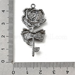合金エナメルゴシックスタイルペンダント  ガンメタ色  暗赤色  花  42x20x3.5mm  穴：1.6mm&nbsp;PALLOY-R157-06B-02A