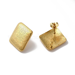 304ステンレススタッドピアス金具  垂直ループ付き  ゴールドカラー  長方形  25x22mm  穴：2.5mm  ピン：0.8mm&nbsp;LS-STAS-M314-02C-G