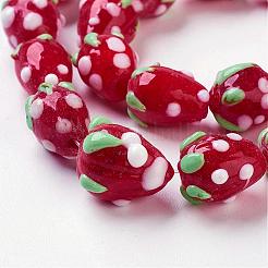 Handmade Lampwork 3D Strawberry Beads&nbsp;LAMP-R109A-15