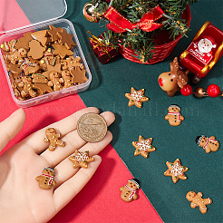 クリスマスプラスチックカボション48個、4つのスタイル  混合図形  19~21.5x15~18x3.5~4.5mm  12個/スタイル&nbsp;FIND-SC0011-29