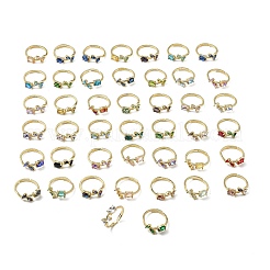 Flower Brass Glass Adjustable Finger Rings&nbsp;GL-CBA18A7-01G-A