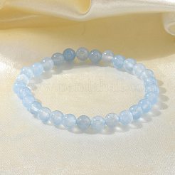 ナチュラル＆染色ホワイトジェイドビーズストレッチブレスレット  模造アクアマリン  ラウンド  染め  内径：2インチ〜2-3/8インチ（5~6cm）  ビーズ：5.8~6.8mm&nbsp;BJEW-K212-A-018