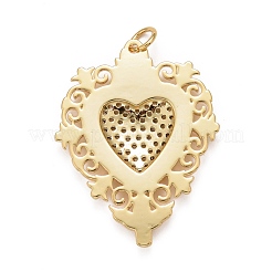 Rack Plating Brass Micro Pave Clear Cubic Zirconia Pendants&nbsp;KK-M229-40G