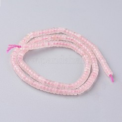天然石ローズクォーツビーズ連売り  ヒシビーズ  フラットラウンド/ディスク  4.5x2.5mm  穴：0.8mm  約160個/連  15.7インチ（40cm）&nbsp;G-L528-11