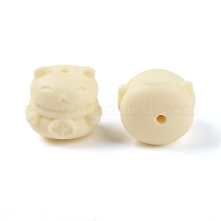 合成シェルと樹脂ビーズ  幸運の猫  ベージュ  17x17.5x16mm  穴：1.6mm&nbsp;BSHE-G036-12