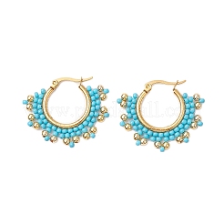 304 Stainless Steel Glass Seed Beads Hoop Earrings&nbsp;EJEW-MZ00337