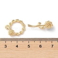 真鍮製マンテル  カドミウムフリー＆ニッケルフリー＆鉛フリー  花  18KGP本金メッキ  リング：18x16x4mm  バー：7x22x7.5mm  穴：1.5mm&nbsp;KK-F862-40G