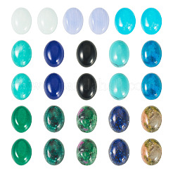 26Pcs 13 Styles Synthetic Blue Lace Agate & Black Stone & Natural White Jade & Amazonite & Unakite Cabochons&nbsp;G-TA0003-28B
