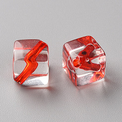 透明なアクリルビーズ  キューブ  ミックスカラー  13x14x13mm  穴：1.8mm  辺の長さ：10mm&nbsp;X-TACR-S154-25A