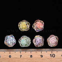 透明なアクリルビーズ  二層ビーズ  ABカラー  花  ミックスカラー  11.5x11x10.5mm  穴：2mm  約826個/500g&nbsp;TACR-T024-06B