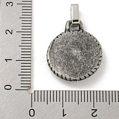 304ステンレスペンダント  スターチャーム付きフラットラウンド  アンティークシルバー＆ステンレス鋼の色  22x18x4mm  穴：3.5x4mm&nbsp;STAS-F307-07P