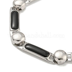 304 Stainless Steel Enamel Rectangle Link Chain Necklaces&nbsp;NJEW-S431-04P-02