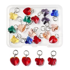 16Pcs 8 Colors Faceted Transparent Glass Charms&nbsp;GLAA-FP0001-14