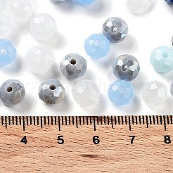 ガラスビーズ  多面カット  ロンデル  ライトブルー  8x6mm  穴：1mm  約130個/54g&nbsp;LS-EGLA-A034-SM8mm-40