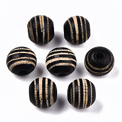 Painted Natural Wood Beads&nbsp;WOOD-T021-54A-M