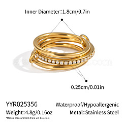 女性用304ステンレススチール指輪  積み重ね可能なリング  18KGP本金メッキ  18mm&nbsp;GN6339
