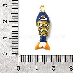 ラックメッキ真鍮チャーム  キュービックジルコニアエナメル  魚のチャーム  長持ちメッキ  鉛フリー＆カドミウムフリー  ダークブルー  26.5x8x6mm  穴：2.5x1.5mm&nbsp;KK-A268-05G-A06