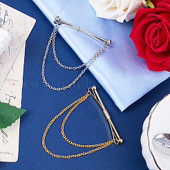 2Pcs 2 Colors Brass Hanging Chains Collar Pins Tie Clips&nbsp;AJEW-GF0007-55