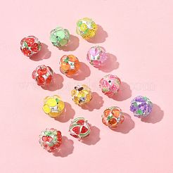 13色のフルーツラウンド樹脂ビーズ13個  ポリマー粘土とラインストーン  ミックスカラー  17~21.5mm  穴：2~2.5mm  1pc /カラー&nbsp;RESI-FS0002-27
