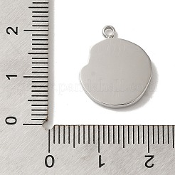 304ステンレスペンダント  星座チャーム付きの質感のあるフラットラウンド  ステンレス鋼色  乙女座  17.5x15x2mm  穴：1.8mm&nbsp;STAS-B074-08P-08