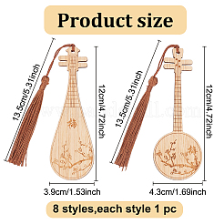 8Pcs 8 Style Ancient Style Bamboo Bookmarks&nbsp;AJEW-GO0001-48