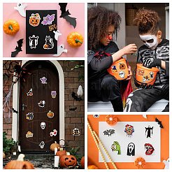 ハロウィンホログラフィックPVC粘着レーザーステッカー100枚  ボトル用防水ステッカー  ラップトップの装飾  工芸品  ハロウィーン模様  17~50x24.5~50x0.3mm&nbsp;DIY-B064-02A
