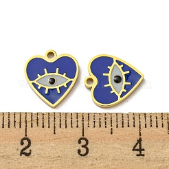 304ステンレススチールエナメルチャーム  アイチャーム付きハート  14KGP本金メッキ  11x10x1mm  穴：1mm&nbsp;STAS-L022-004G