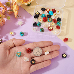 40色5穴プラスチックボタン1個  花  ミックスカラー  12x8.5mm  穴：3x2mm  8個/カラー&nbsp;FIND-TA0008-23
