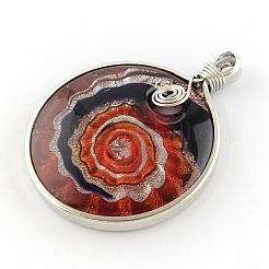Handmade Silver Foil Lampwork Pendants&nbsp;FOIL-S135-01-B