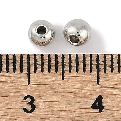 Ccbプラスチックラウンドビーズ  プラチナ  4x3.5mm  穴：1.4mm&nbsp;ALUM-U001-08C-01