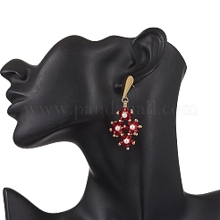 Glass Dangle Stud Earrings&nbsp;EJEW-MZ00626-01