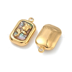 304ステンレススチールシェルペンダント  長方形のチャーム  花  18x10x5~5.5mm  穴：1.8mm&nbsp;STAS-F345-01D-G