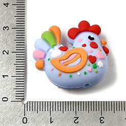 イースターシリコンフォーカルビーズ  カラフル  おんどり  28x30x16.5mm  穴：2mm&nbsp;SIL-F020-01