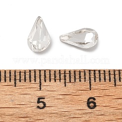 ガラスラインストーンカボション  尖ったバック＆バックメッキ  多面カット  ティアドロップ  クリスタル  8x4.5x2mm&nbsp;GLAA-XCP0001-63