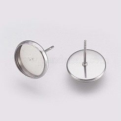 Non-Tarnish 202 Stainless Steel Stud Earring Settings&nbsp;A-STAS-I088-E-03P