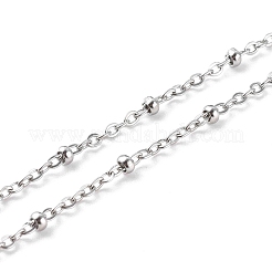 変色しない304ステンレススチール製サテライトチェーンネックレス  カニカン付き  ステンレス鋼色  15.74インチ（40cm）&nbsp;NJEW-JN03459-01