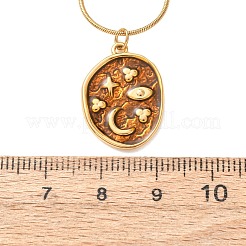 Brass Enamel Pendant 304 Stainless Steel Round Snake Chain Necklaces for Women&nbsp;KK-CBA3D94-01B-G